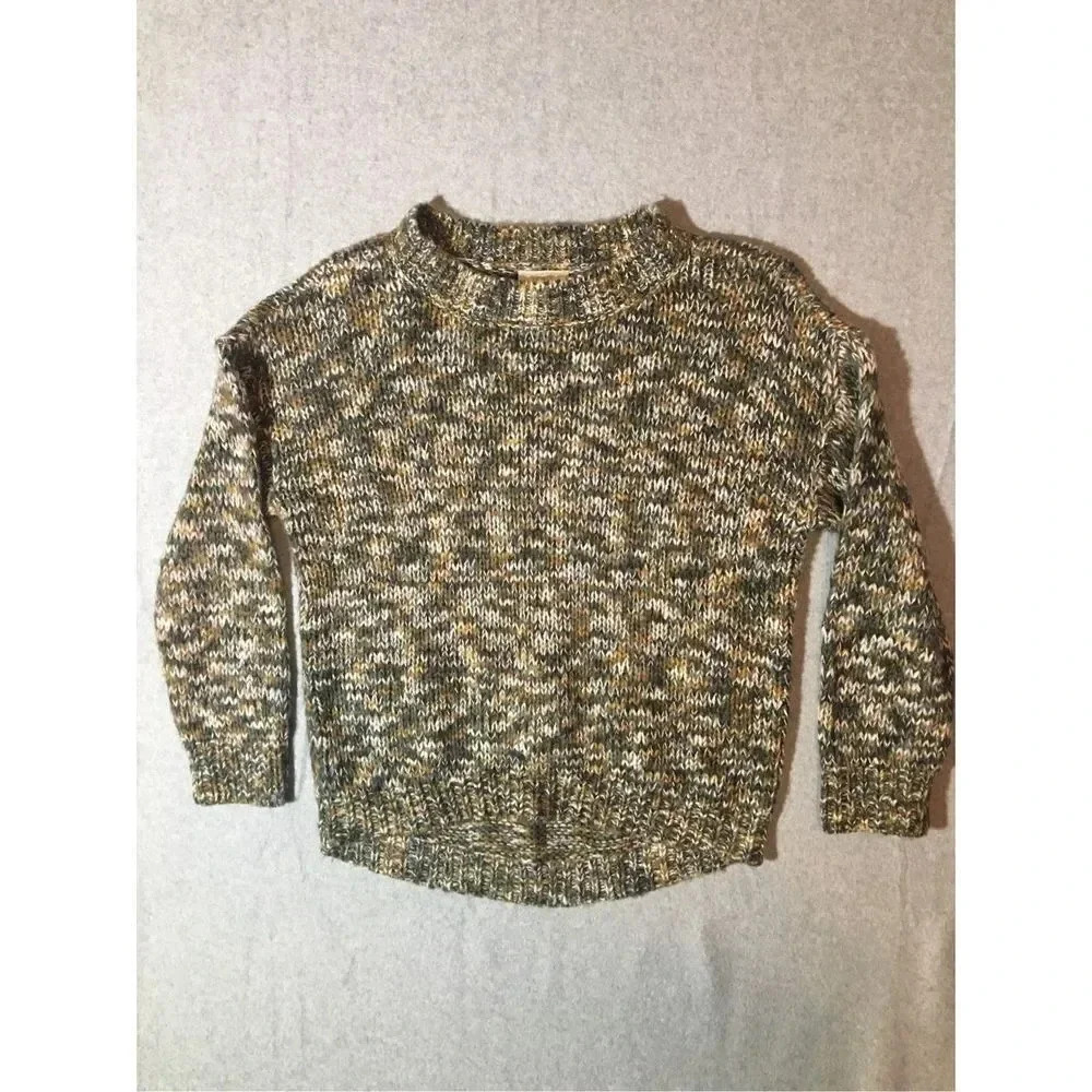 LOFT Neutral Greens/ Tan Crew Neck Sweater
